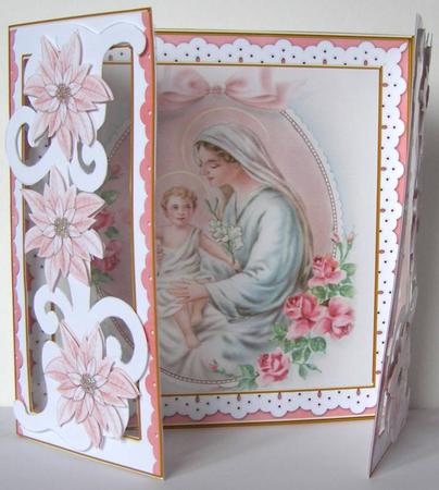 Mother Mary Pink Fancy Swirl Gatefold Card & E Kit by Margaret McCartney
