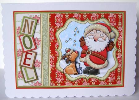 Santas Carols Christmas Card Topper & Decoupage by Margaret McCartney