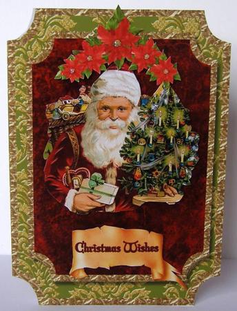 Christmas Wishes Vintage Christmas Pyramage Shaped Card by Margaret McCartney