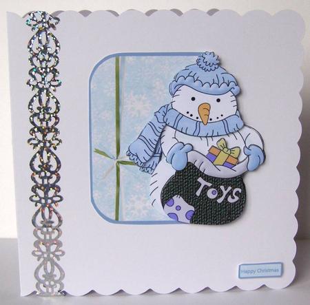 Snowman Over the Edge Card by Margaret McCartney