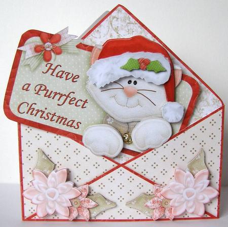 Purrfect Christmas Envelope Peeper Card Mini Kit by Margaret McCartney