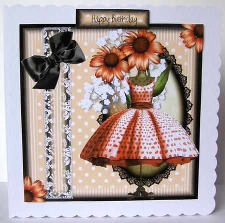 Peach Polka Dots and 1950's Dress Card Topper by Margaret McCartney