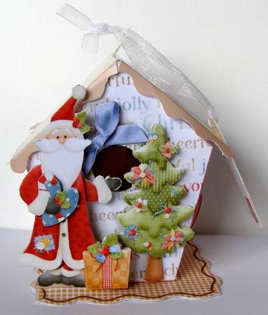 Bird House Gift Box or Tree Ornament- Santa's House by Margaret McCartney
