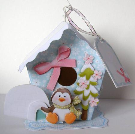 Bird House Gift Box or Tree Ornament- Penguins & Polar Bears by Margaret McCartney