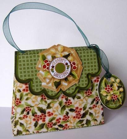 Handbag Gift Box Holly and Mistletoe by Margaret McCartney
