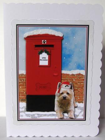 Cairn Terrier Christmas Post Box Scene Decoupage by Margaret McCartney