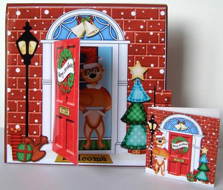 3D Xmas Meerkat's Turkey Animated Moveable Open Door Kit by Margaret McCartney
