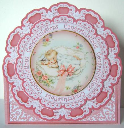 Pink Newbaby Girl Congratulations 3D Picture Doily C & E Kit by Margaret McCartney