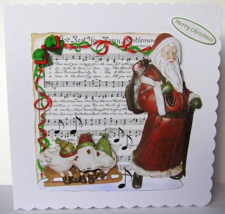 Tweeting Birds & Father Christmas Over the Edge Topper & Dec by Margaret McCartney