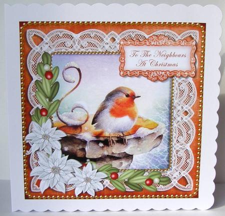 Borange Robin Neighbours at Christmas 8in Sentiment Topper by Margaret McCartney