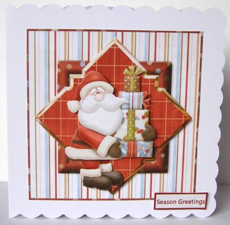 Santa Has Some Pressies Card with a Topper by Margaret McCartney