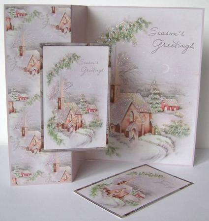 A Silent Night No Hole Fold Back Card with Toppers by Margaret McCartney