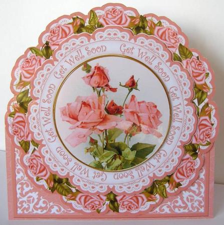 Pink Roses Get Well Soon 3D Picture Doily C & E Kit by Margaret McCartney
