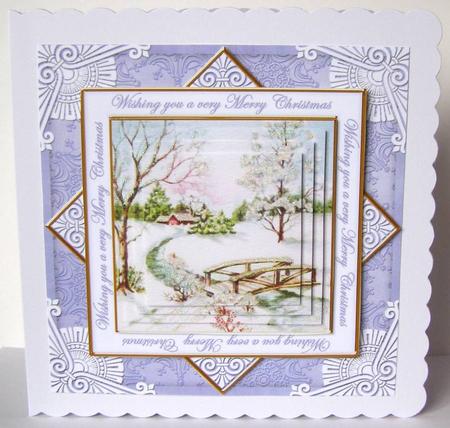 Blue Snowscene Wu Merry Christmas Diamond Megacoupage Cf Kit by Margaret McCartney