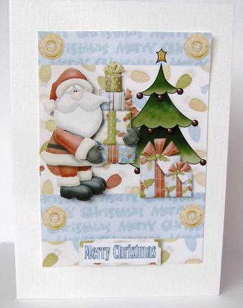 Santa's Here! Decoupage Card Front by Margaret McCartney