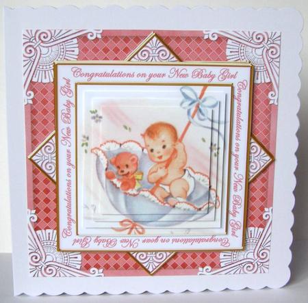 New Baby Girl Congratulations Diamond Megacoupage Cf Kit by Margaret McCartney