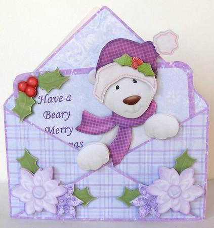 Polar Bear Christmas Envelope Peeper Card Mini Kit by Margaret McCartney