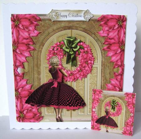 The Pink Poinsettia Wreath Door by Margaret McCartney