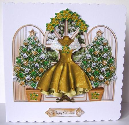 Beautiful Golden Christmas Dress Window by Margaret McCartney