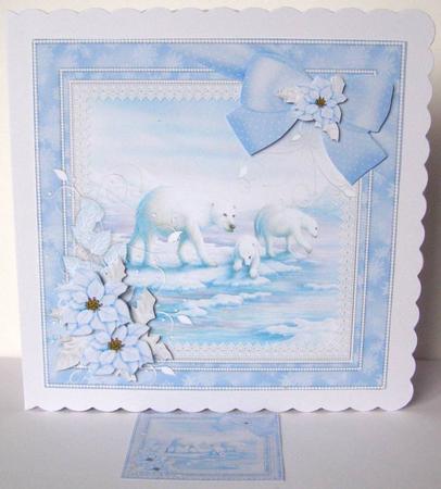 8x8 Iced Blue Polar Bears Christmas by Margaret McCartney
