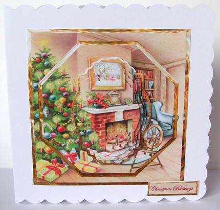 Christmas Living Room Card with Topper by Margaret McCartney