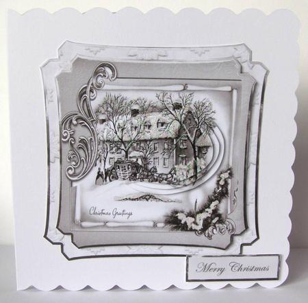 Coach and Horse Vintage Christmas Card by Margaret McCartney