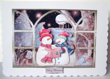 Snowman Carol Singers Card and Decoupage by Margaret McCartney