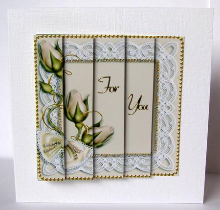 Cream Rosebuds One Edge Side Stacker by Margaret McCartney
