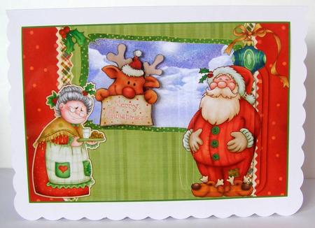Santa is Waiting for His Supper Card with Decoupage by Margaret McCartney