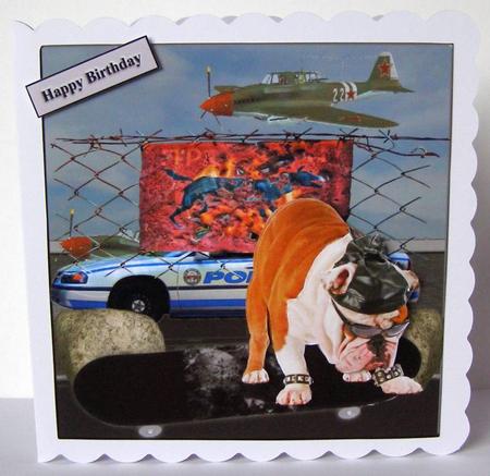 No Skate Boarding Allowed Bulldog Topper & Decoupage by Margaret McCartney