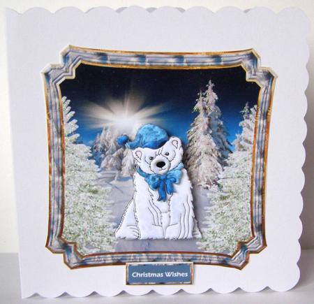 Polar Bear in the Moonlight Card with Decoupage by Margaret McCartney