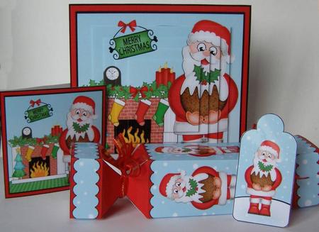 3D Santa's Pud Fireplace Xmas Pyramage Gift Set & Cracker by Margaret McCartney