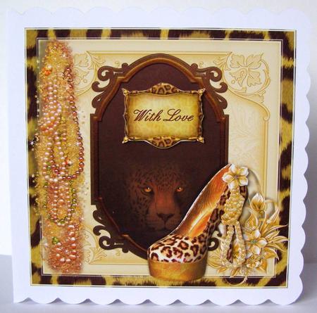 Stunning Leopard Print Shoes Card Topper by Margaret McCartney