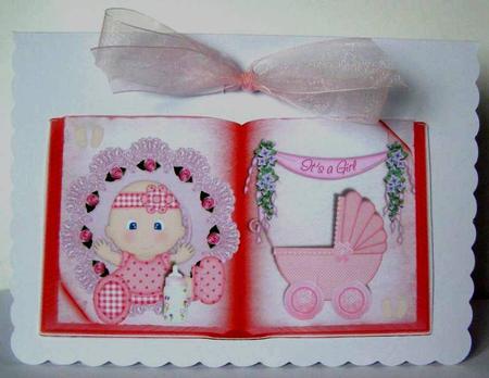 Baby Girl Book Style Card Front by Margaret McCartney