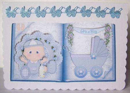 Baby Boy Book Style Card Front/topper by Margaret McCartney