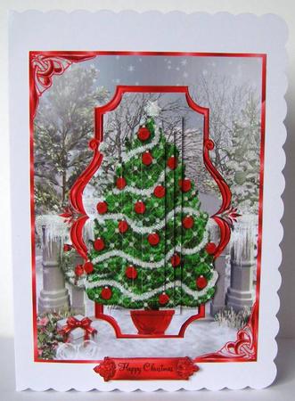 Christmas Tree Pyramid Card Front by Margaret McCartney