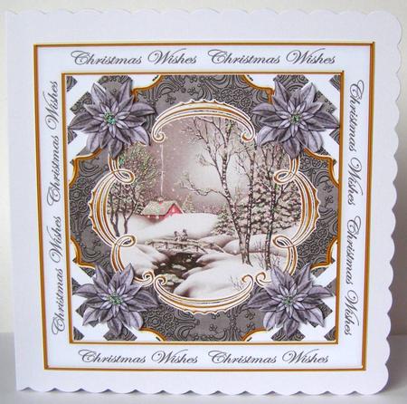Black Wwalk Christmas Wishes Lattice Corner 8in Topper by Margaret McCartney