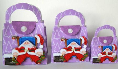 Christmas Handbags Gift-box Decoration - Santa Takes a Rest by Margaret McCartney
