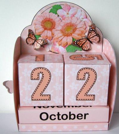 3D Flowers Perpetual Calendar Desk Set 3D Decoupage by Margaret McCartney