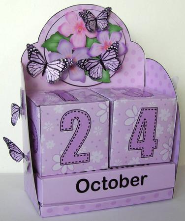 3D Pretty Violas Calendar Desk Set 3D Decoupage by Margaret McCartney