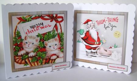 Santa and the Kittens Toppers and Sentiment Tags by Margaret McCartney