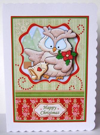 Christmas Owl & Bell Card Topper & Decoupage by Margaret McCartney