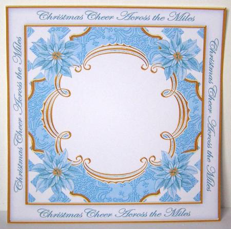 Teal Poinsettia Across the Miles Lattice 8in Insert Panel by Margaret McCartney