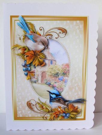 Beautiful Birds, Gold Frame & Dovecote by Margaret McCartney