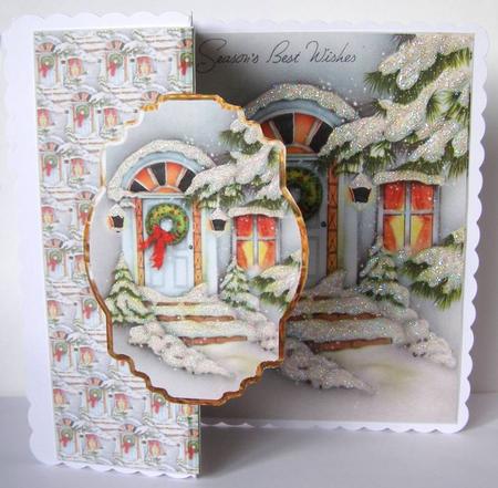Christmas Welcome Fold Back Card by Margaret McCartney