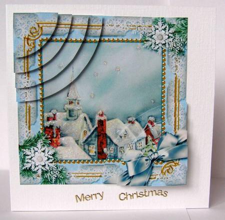 Rooftops Snow 6 Inch Duo Corner Stack Card Front by Margaret McCartney