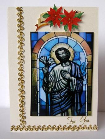 Beautiful Painted Pic Ofjesus on Stained Glass Star Pyramid by Margaret McCartney