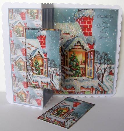 Christmas Tree in the Window No Hole Fold Back Card by Margaret McCartney