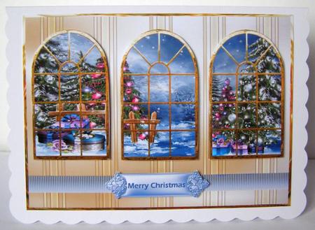 Christmas Trees in the Park Window Panel Card by Margaret McCartney