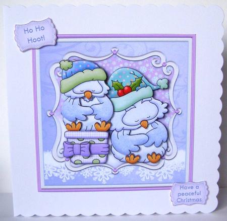 Owls Peaceful Christmas Card Topper & Decoupage by Margaret McCartney